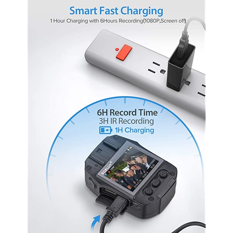 PD50 Body Camera 64GB 1296P Body Worn Mounted Camera Lightweight Smart Fast Charging Night Vision Cam 150 Degree Angle Playback 5-7Hours Recording (64G) (32GB)