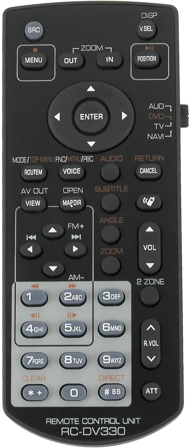 New RC-DV330 Replace Remote Fit for Kenwood KNA-RCDV330 Video/Nav Remote Control DDX5032 DNX512EX DDX-512 DDX5032M DDX-512 DVD Player Dnx5240 Ddx54r Ddx5024 Ddx5054 DNX7120 DDX512 DDX514 DDX714 DDX812