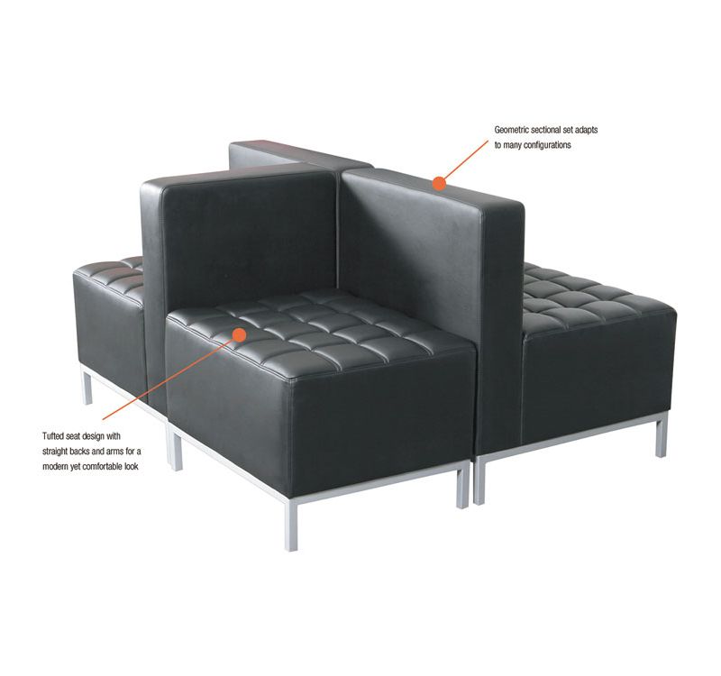 Alera QUB Series Powered Armless L Sectional, 26 3/8 x 26 3/8 x 30 1/2, Black QB8116P