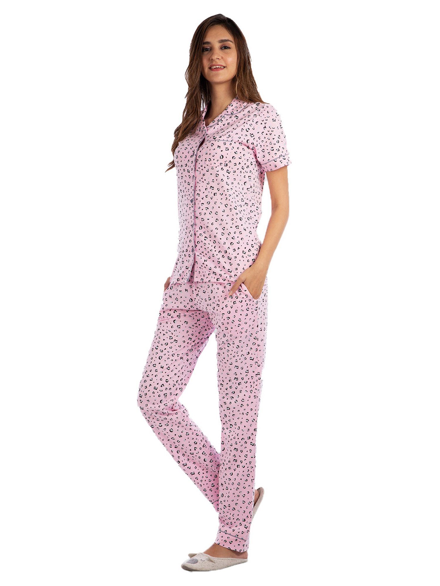 Nite Flite Pink Printed Shirt With Pyjamas