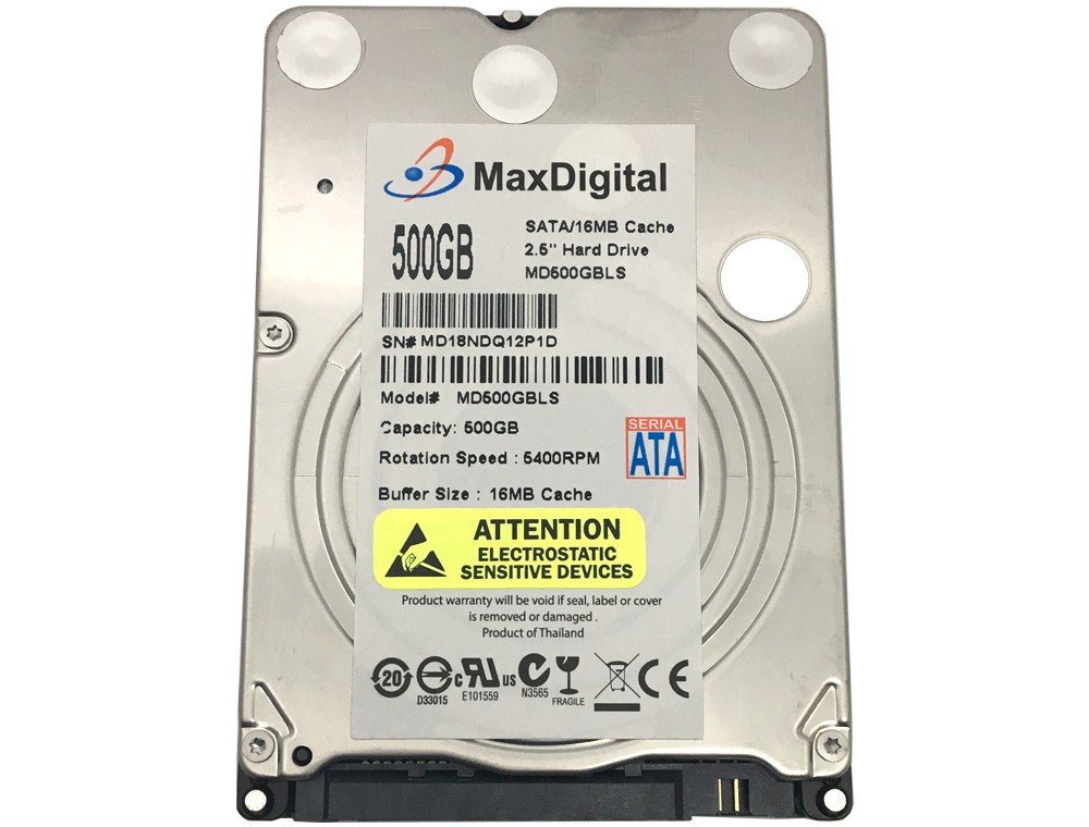 MaxDigital 500GB 5400RPM 16MB Cache SATA 6Gb/s 7mm 2.5in Notebook / Mobile Hard Drive