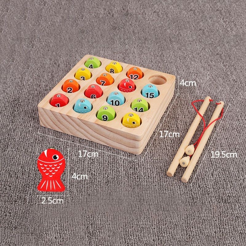 Kids wooden digital magnetic fishing game educational toys for children children's games fish toy magnet fishing for children