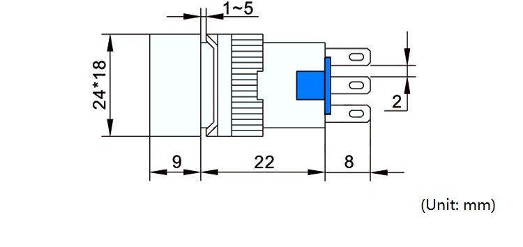 WWH-5pcs Self Locking Lamp Press Button -Yellow