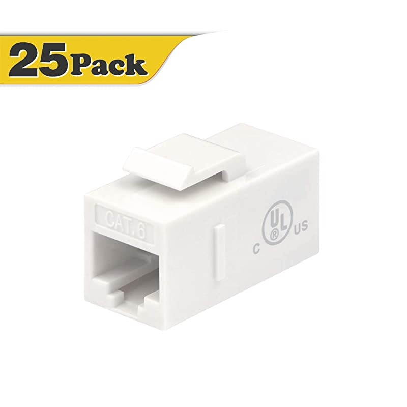 25Pack UTP CAT6 Keystone CouplerRJ45 Female to Female Insert Coupler UTP CAT6 Keystone Inline Coupler UL Listed