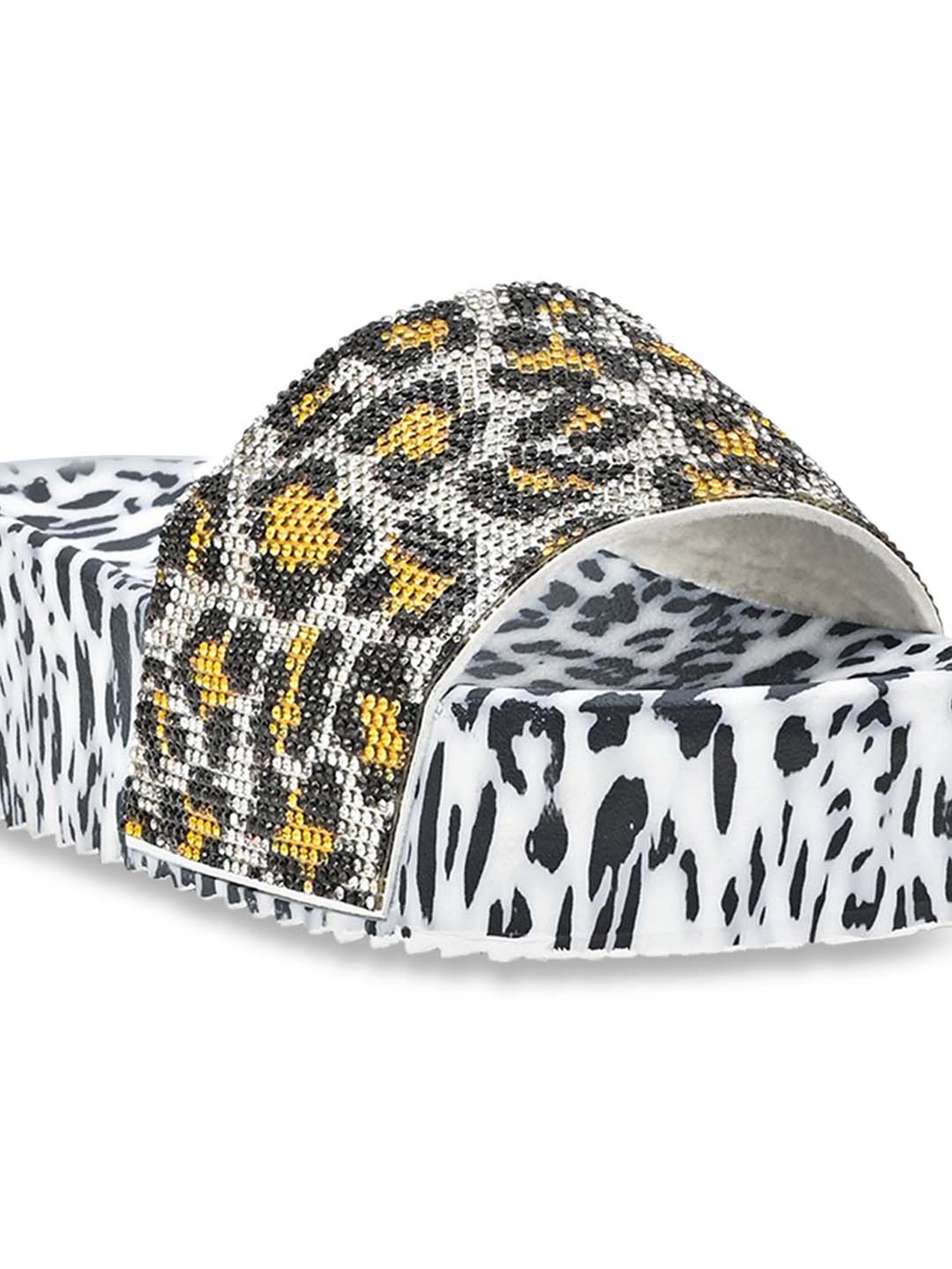 Jove Women's White & Black Wedge Slides