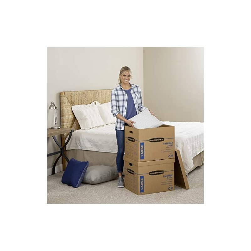 SmoothMove Classic Moving Boxes, Tape-Free Assembly, Easy Carry Handles, Large, 21 x 17 x 17 Inches, 10 Pack (7718202)