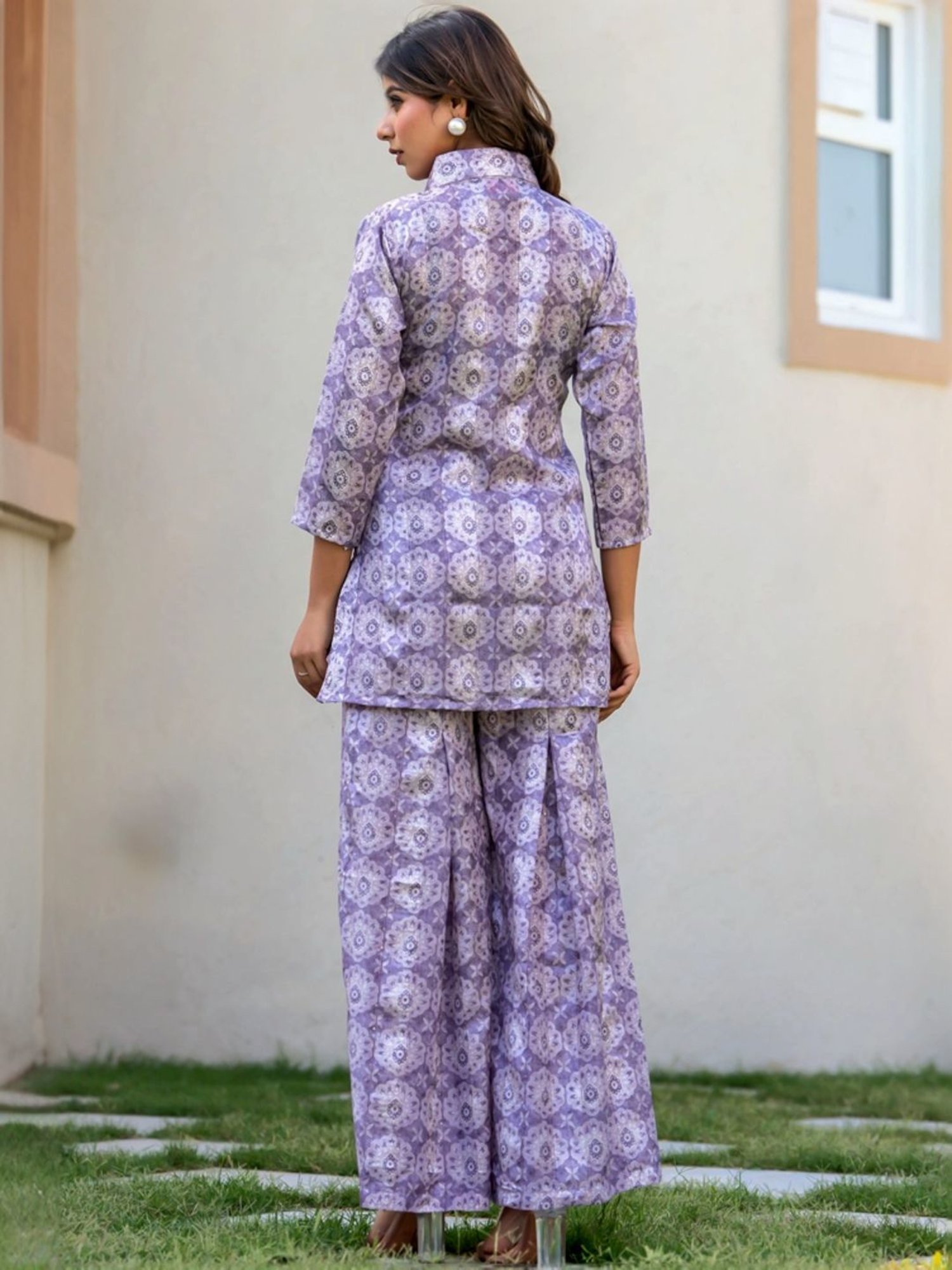 HOUSE OF JAMOTI Purple Printed Tunic Palazzo Set