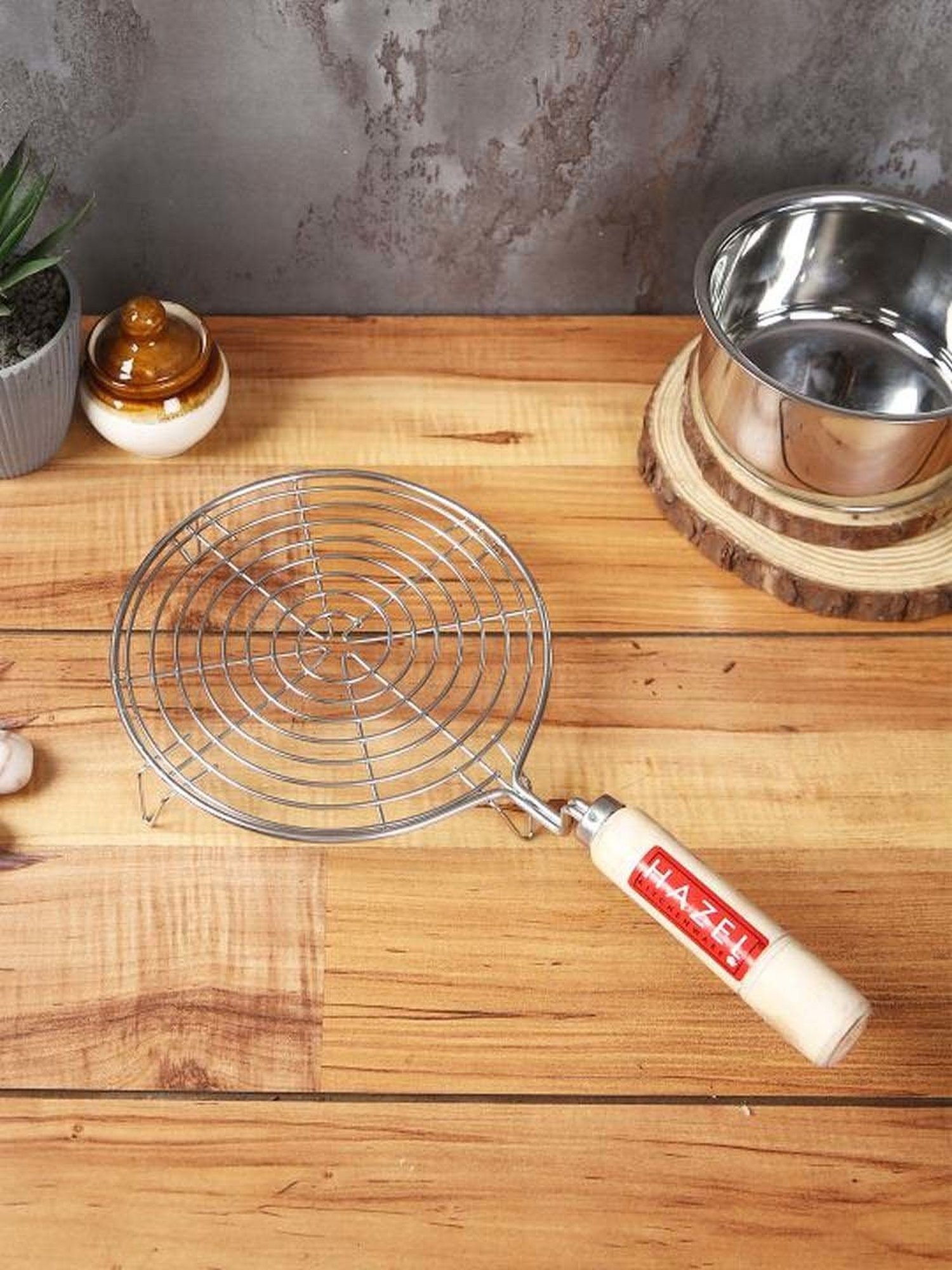 HAZEL Silver Aluminium Round Papad Jali