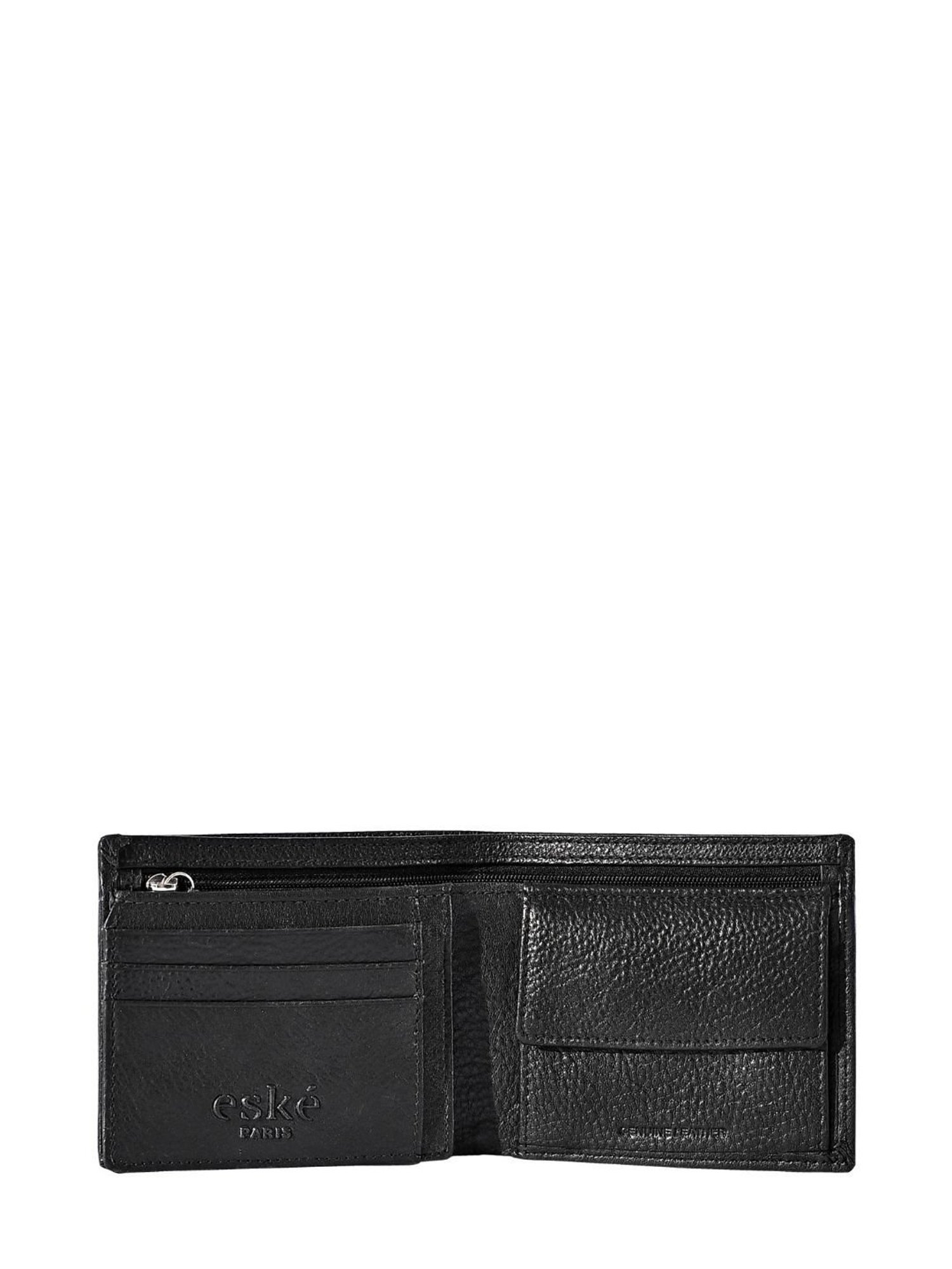 Eske Alfie Black Textured Leather Bi-Fold Wallet for Men