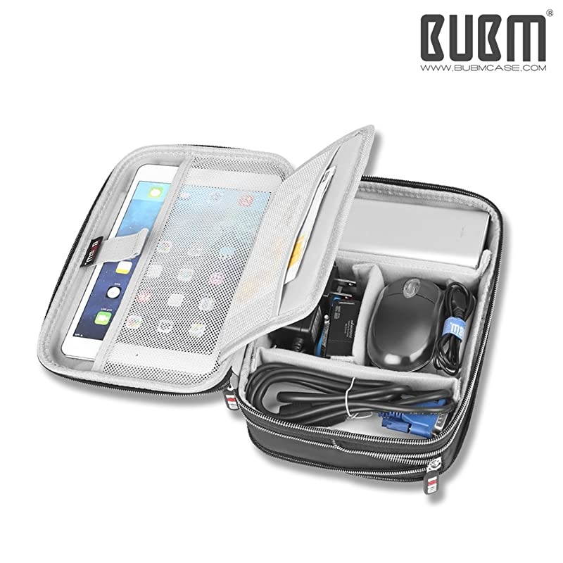 Electronics Organizer Bag,Double-Layer Convenient Travel Cable Storage Bag for IPad, Mobile Phone, Charger, USB Cable, SD Card, U Disk, Power Bank, Earphone(13 Feet Cable Management Belt)