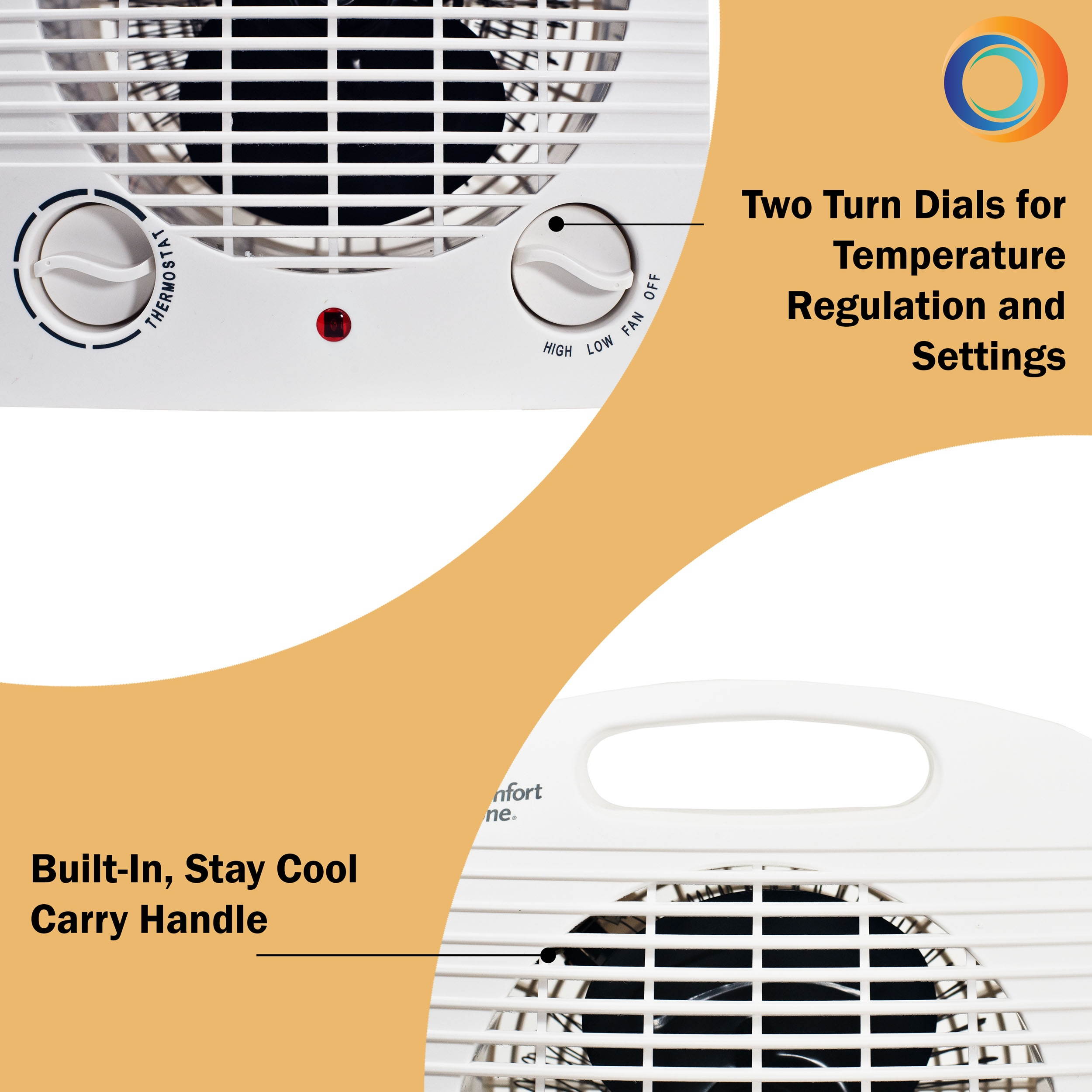 Comfort Zone CZ35 1500 Watt Portable Heater with Thermostat, White