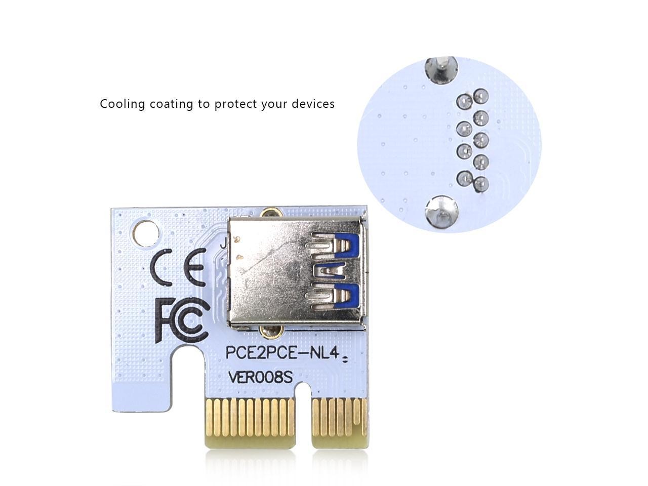 6-Pack Ver006C Mining Dedicated PCIe Riser Cable Card Adapter Cryptocurrency PCI Express 1X to 16X Extender Mining Rig 60cm USB 3.0 6Pin Power