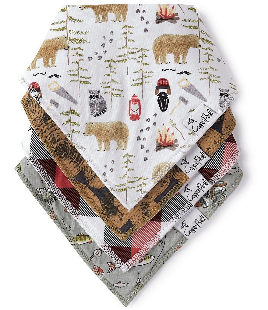 Copper Pearl Baby Boys Lumberjack Bandana Bibs 4-Pack
