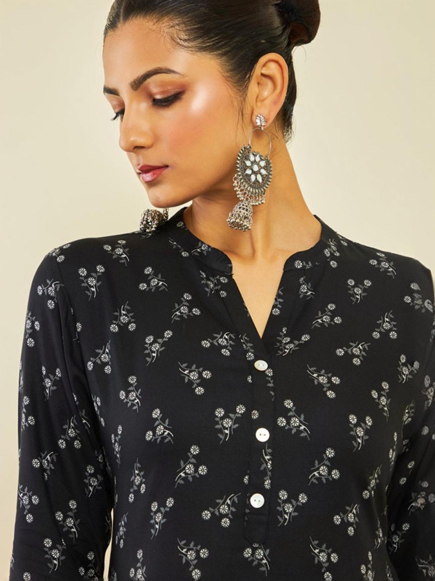 Soch Black Floral Print Tunic