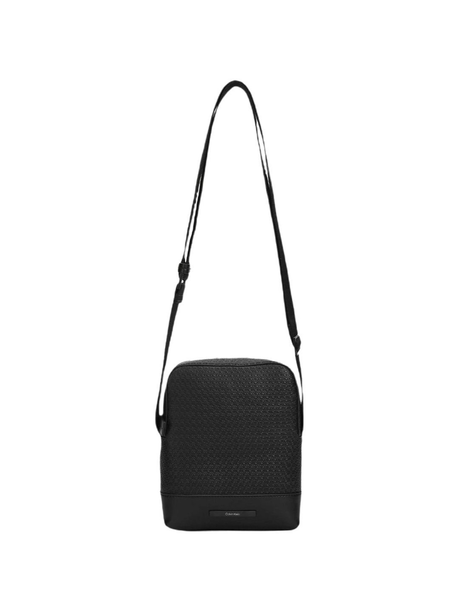 CALVIN KLEIN Black Modern Bar Reporter Logo Medium Cross Body Bag