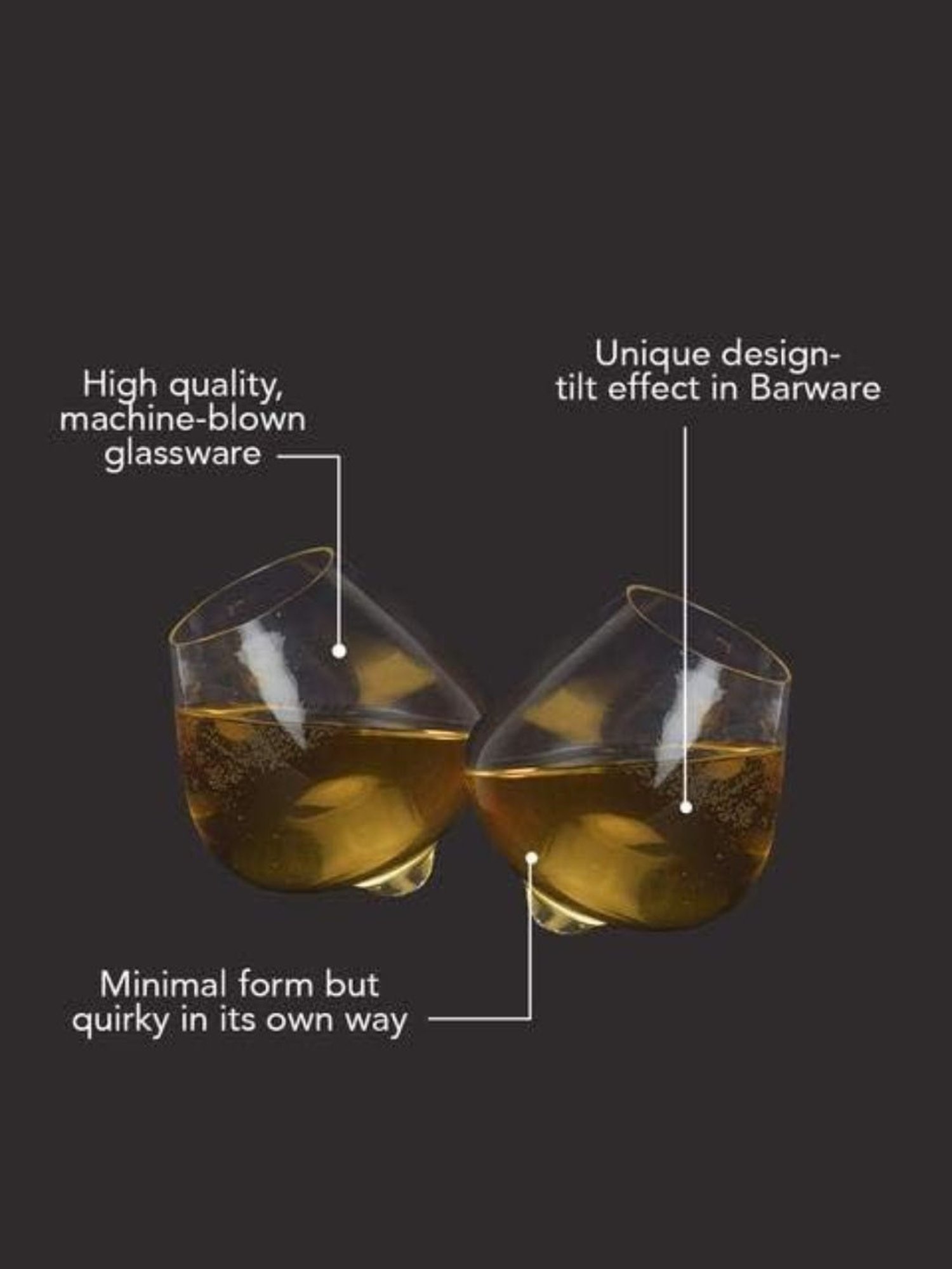 Melbify Rolly Poly Dancing Spinning Snifter Transparent Whiskey Glass 300ml - Set of 2