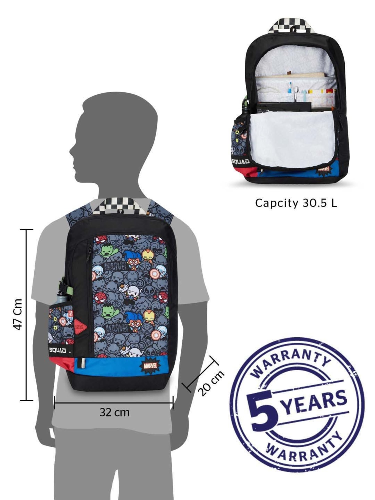 Wiki 30.5 Ltrs Black Medium Backpack