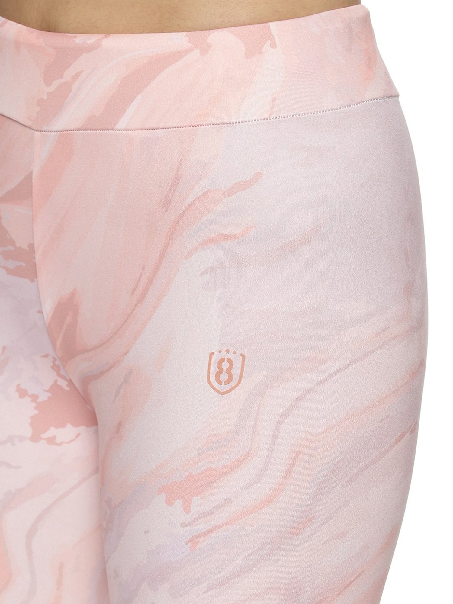 Domin8 Women Slim-Fit Printed Capri With Elasticated Waist & Mesh At Bottom