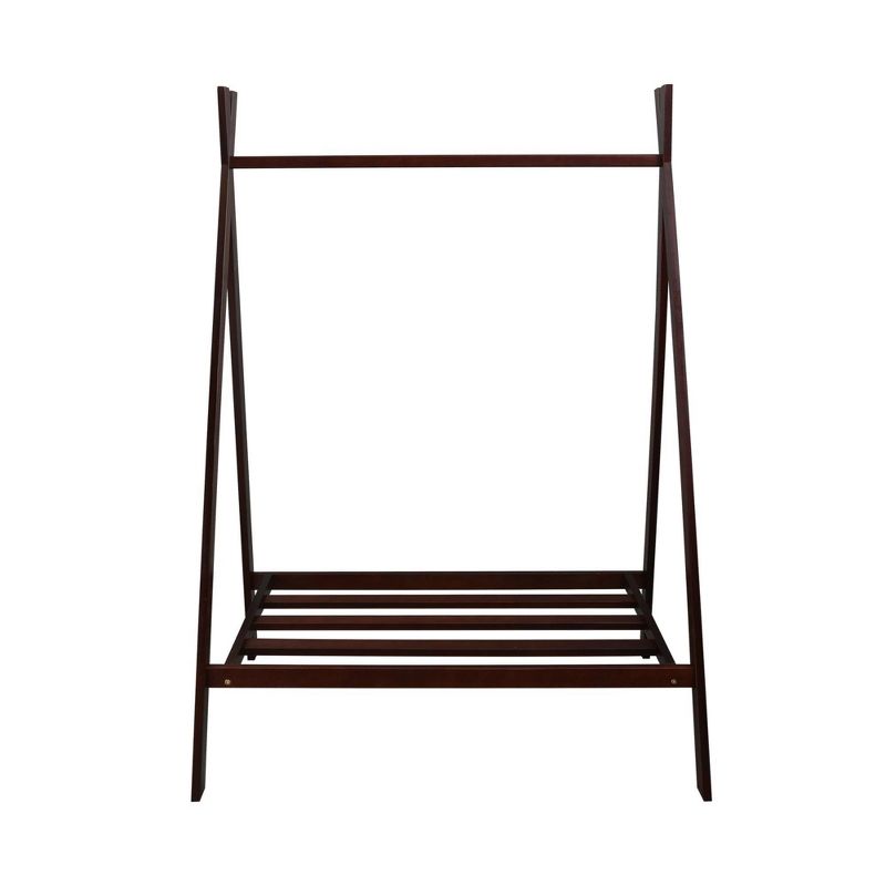 Solid Wood Garment Rack with Shelf Truffle Brown - Flora Home