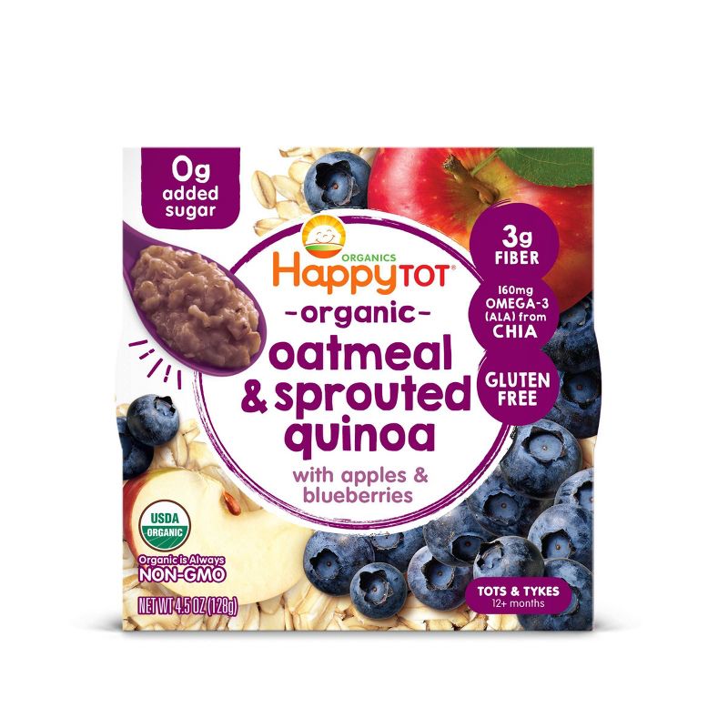 HappyTot Organic Oatmeal & Sprouted Quinoa with Apples & Blueberries Baby Food - 4.5oz