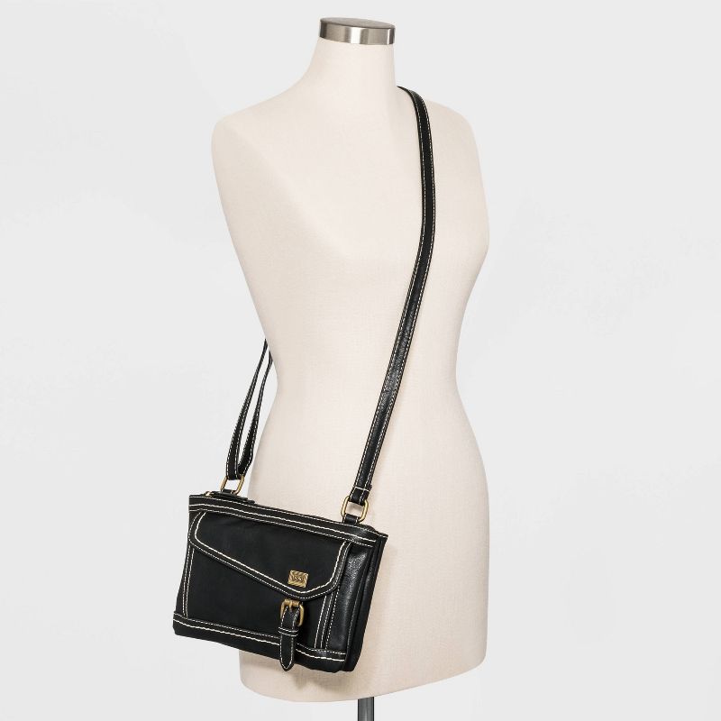 Bolo Zip Closure Crossbody Bag - Black