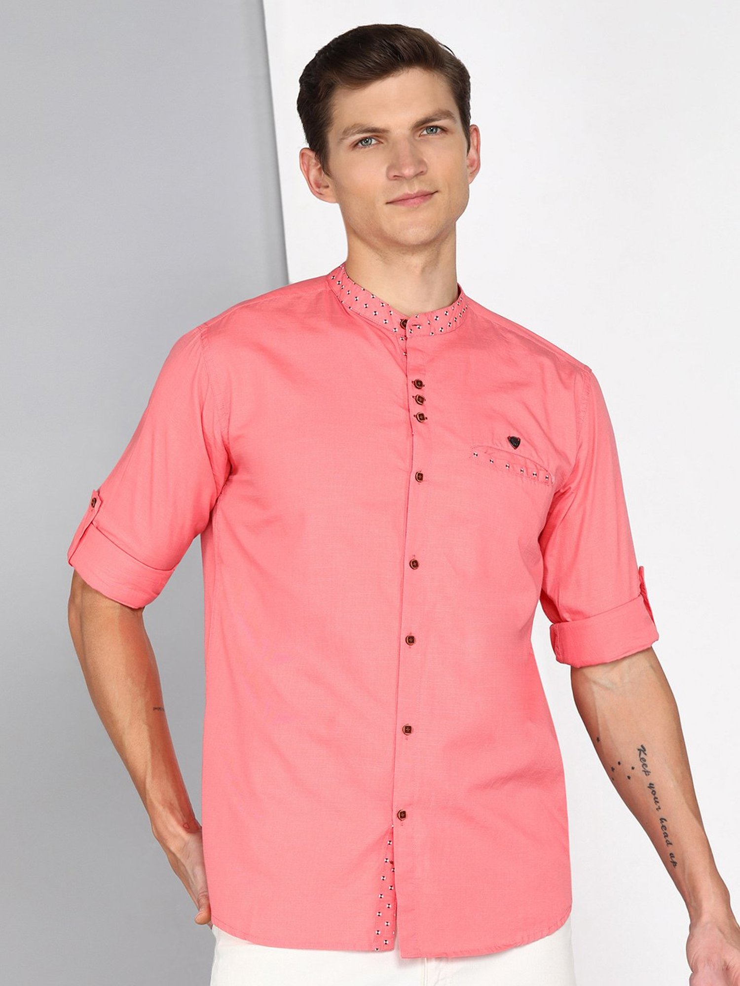 Kuons Avenue Rose Pink Slim Fit Shirt