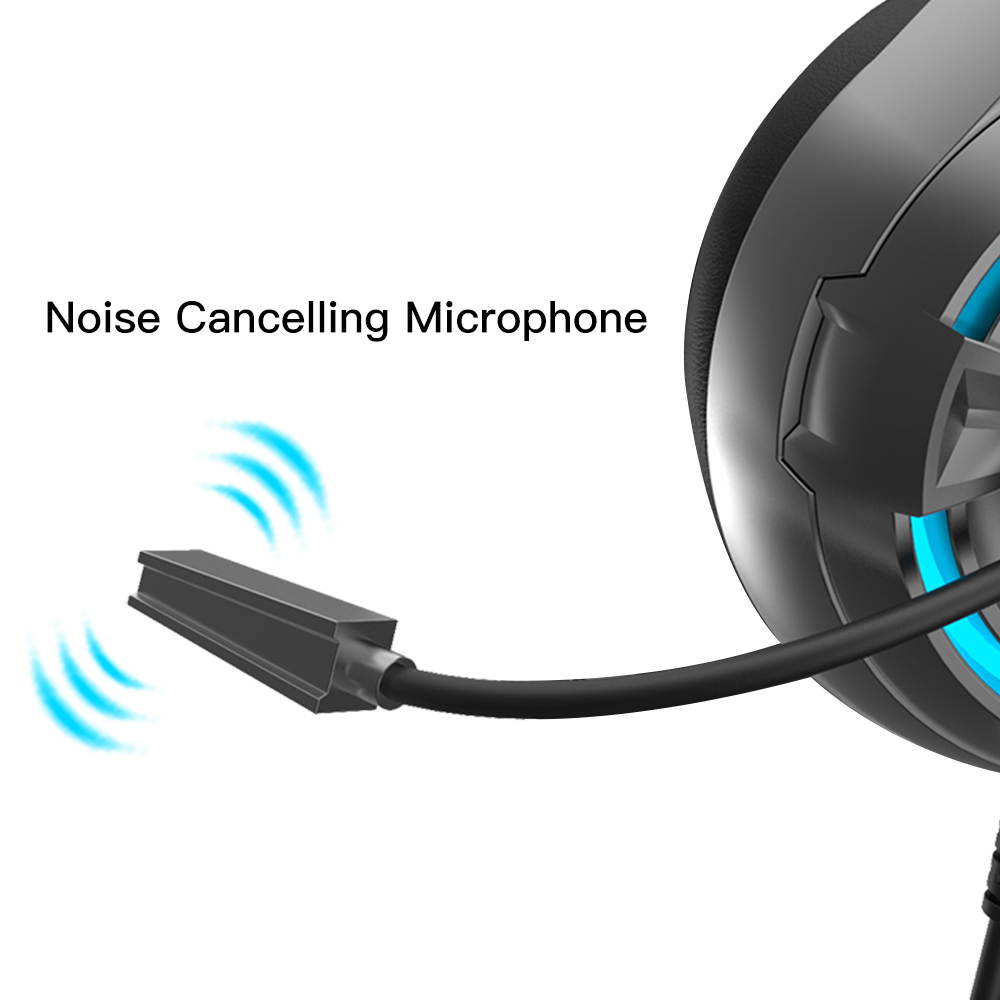 SENICC A6 Wired USB LED PS4 Gaming Headset, Noise Isolation PC Games Headphones, Flying Wing Design, Rotatable Microphone