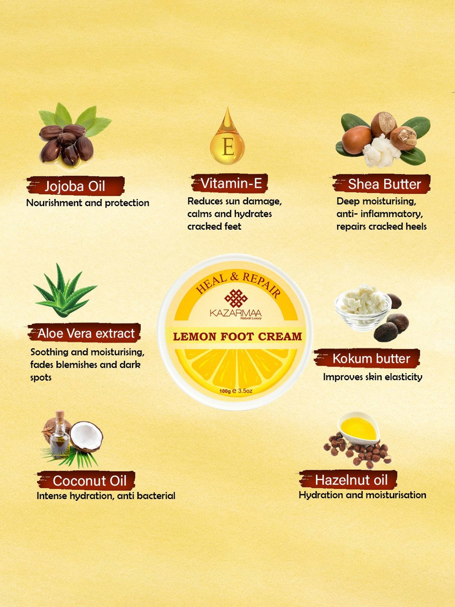 Kazarmaa Heal & Repair Lemon Foot Cream - 100 gm