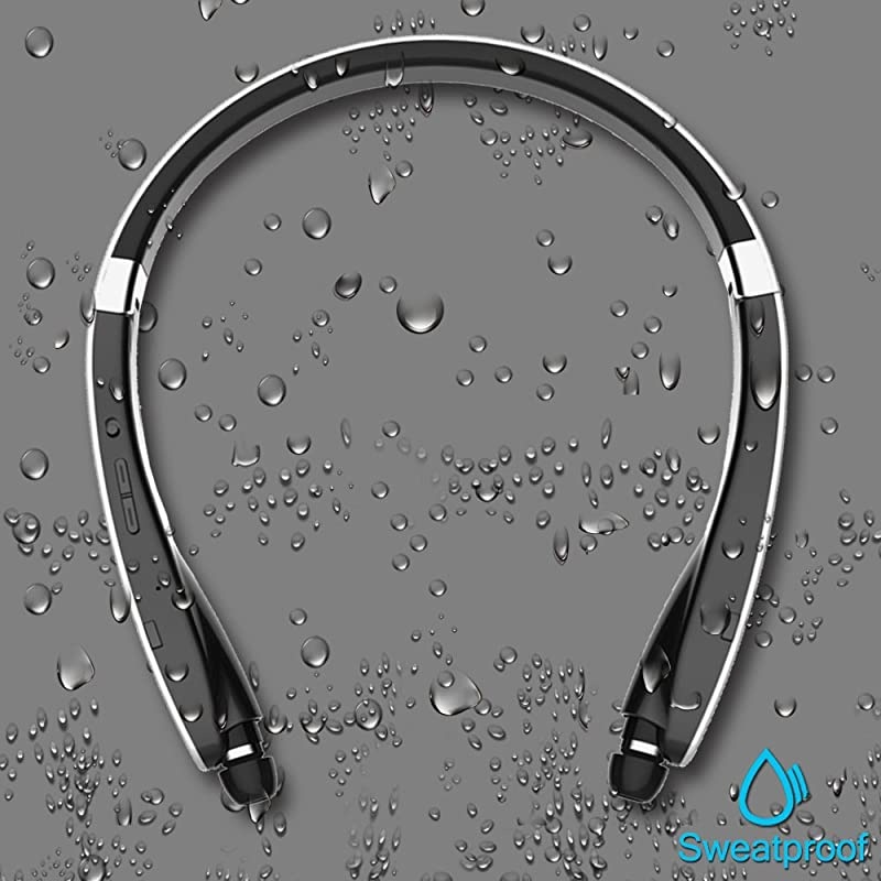 Foldable Bluetooth Headset  Lightweight Retractable Bluetooth Headphones for SportsExercise Noise Cancelling Stereo Neckband Wireless Headset with carry case