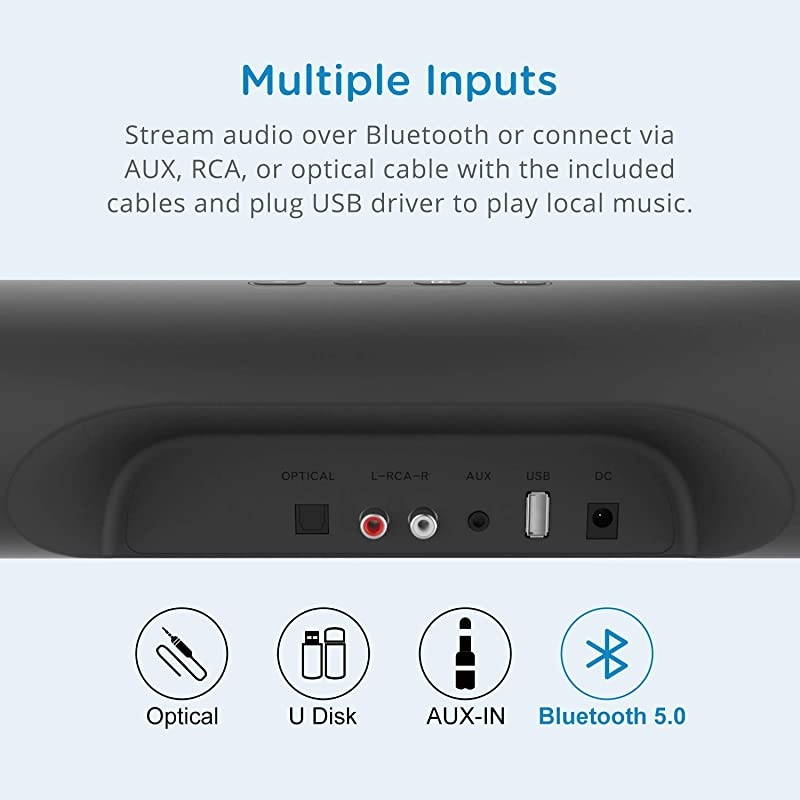 BESTISAN 80 Watts TV Sound Bar Home Theater Speaker with Dual Connection Way Bluetooth 50 MovieMusicDialogue Audio Mode Enhanced Bass Technology Bass Adjustable Wall Mountable