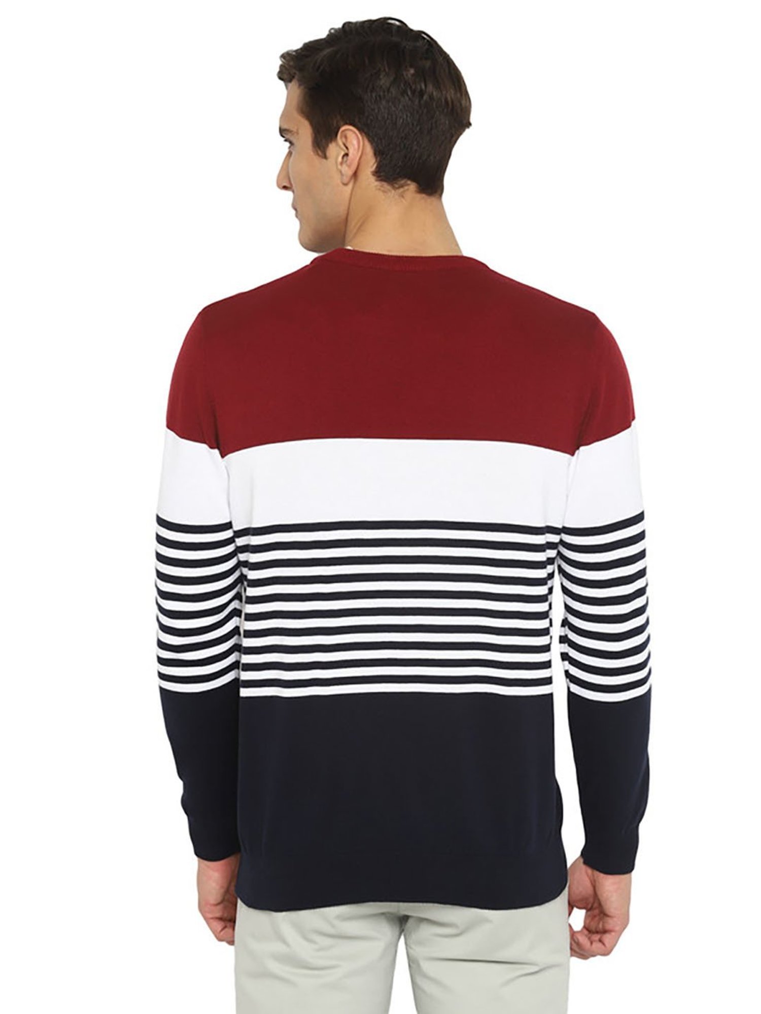 Turtle Multicolor Cotton Regular Fit Striped Sweater