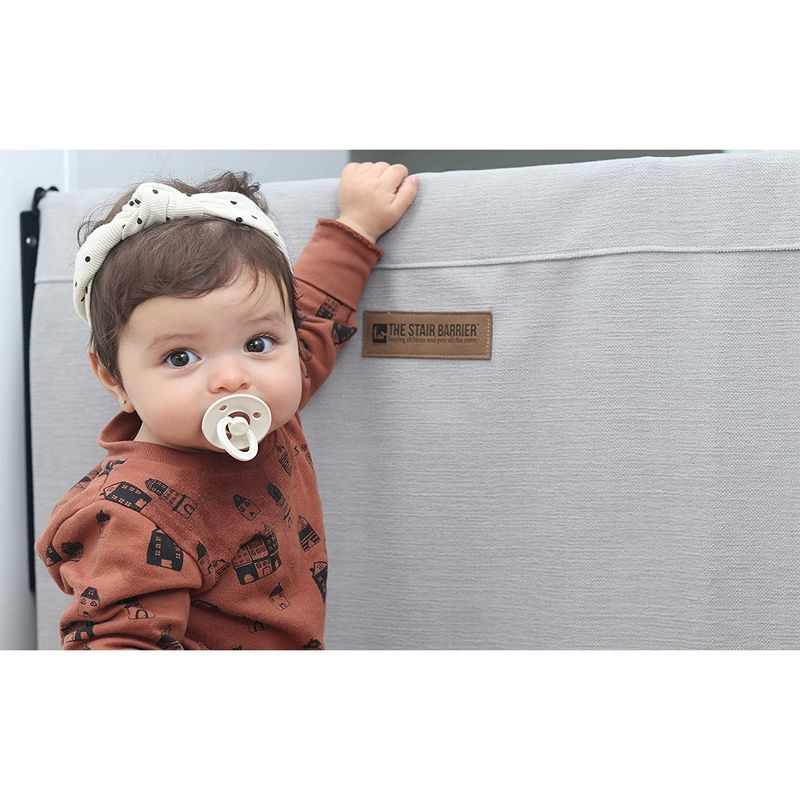 The Stair Barrier Regular Wall to Wall Single Panel Swing Gate with Fabric Slipcover Baby and Pet Safety Gate, 27 to 42.5 Inch, Hamptons Natural