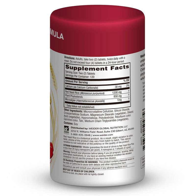 Weider Red Yeast Rice Dietary Supplement Capsules - 120ct