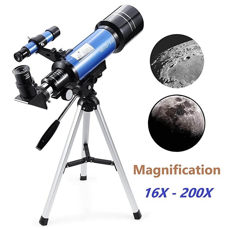 70mm Refractor Telescope with Tripod amp Finder Scope Portable Telescope for Kids amp Astronomy Beginners Travel Scope with 4 Magnification eyepieces amp Phone Adapter