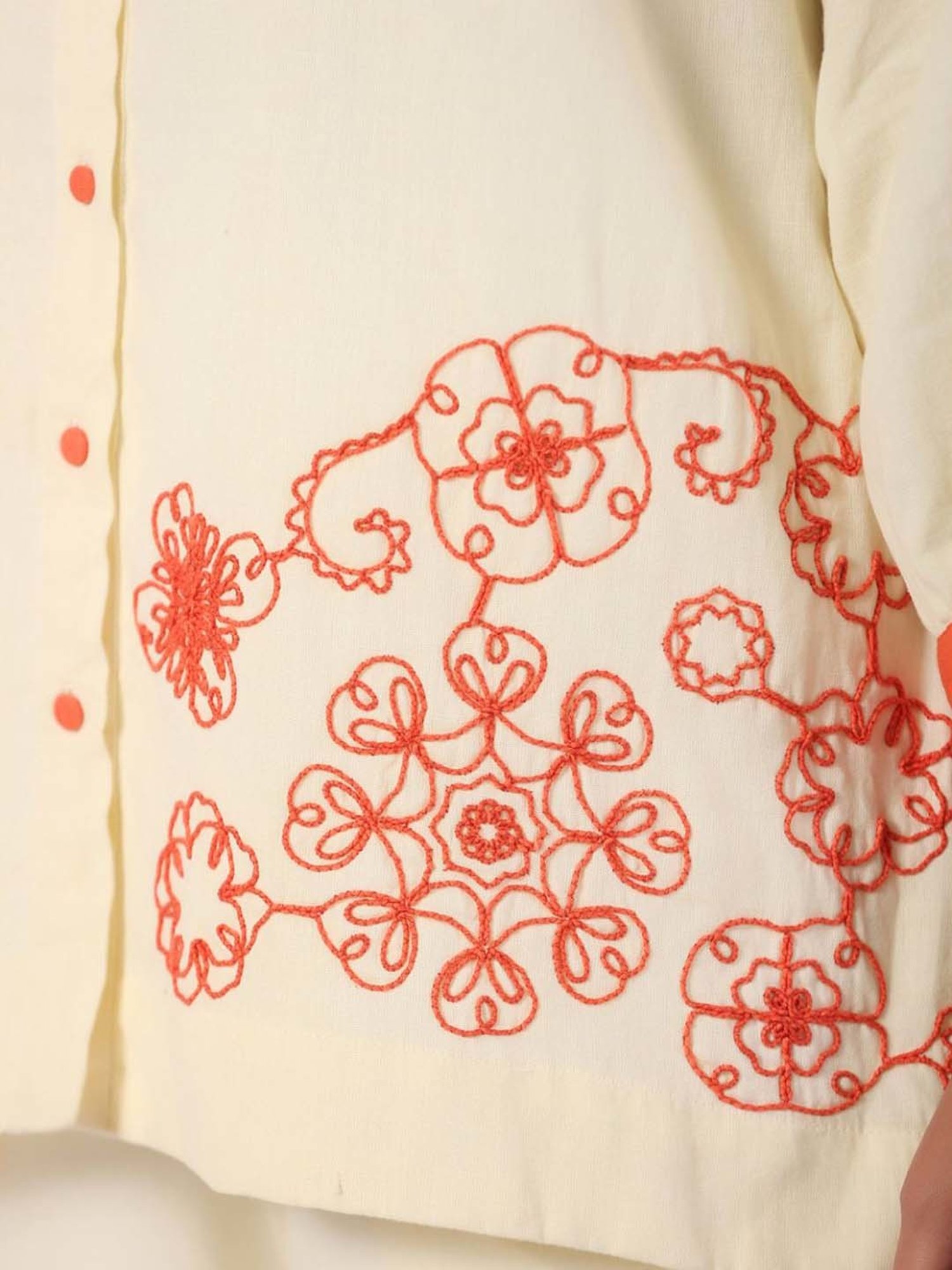 Zolo Label Beige Embroidered Shirt Palazzo Set