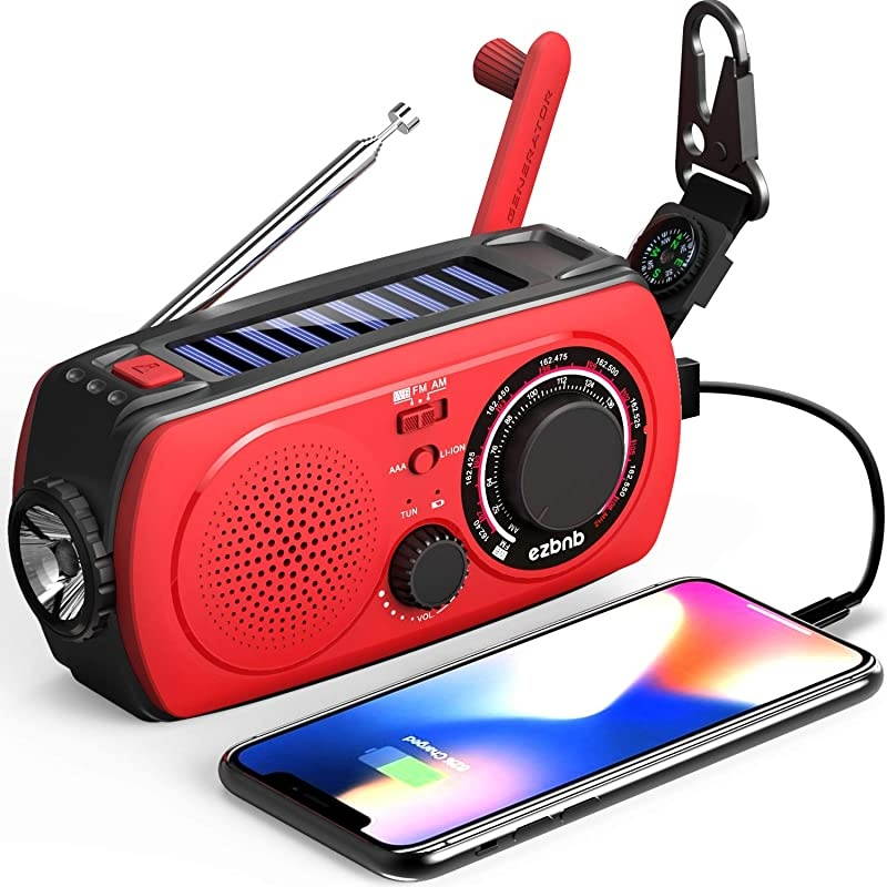 Solar Hand Crank Portable Radio NOAA Weather Radio for Household and Outdoor with AmFm Flashlight SOS Alert Cell Phone Charger 2300mAh Power Bank