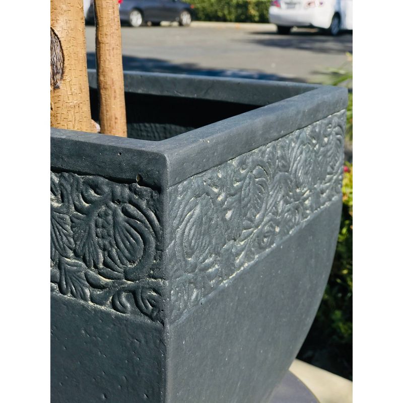 12.2" Kante Lightweight Traditional Square Planter Charcoal - Rosemead Home & Garden, Inc.