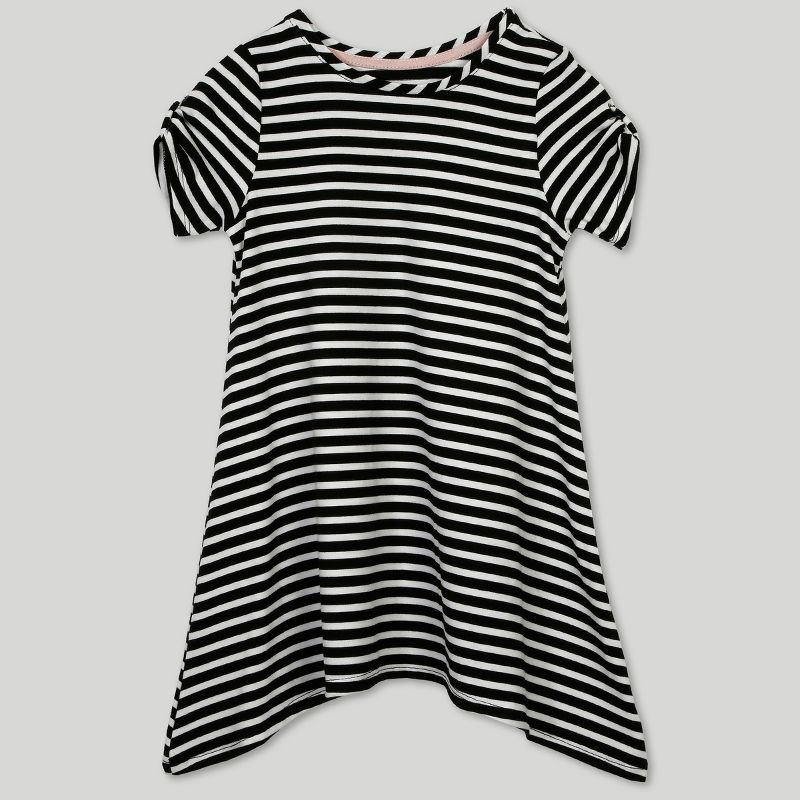 Afton Street Toddler Girls' Short Sleeve Dress - Black/White 12M