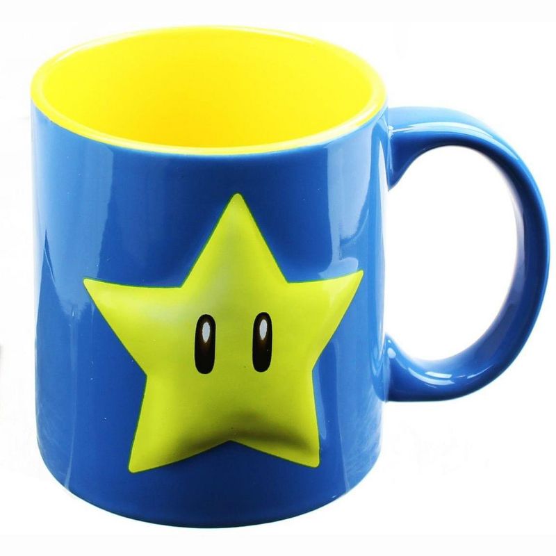 Just Funky Super Mario Stars and Mushrooms 20oz Ceramic Coffee Mug