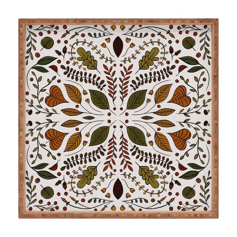 13" Wood Alisa Galitsyna Fall Pattern Small Square Tray - society6