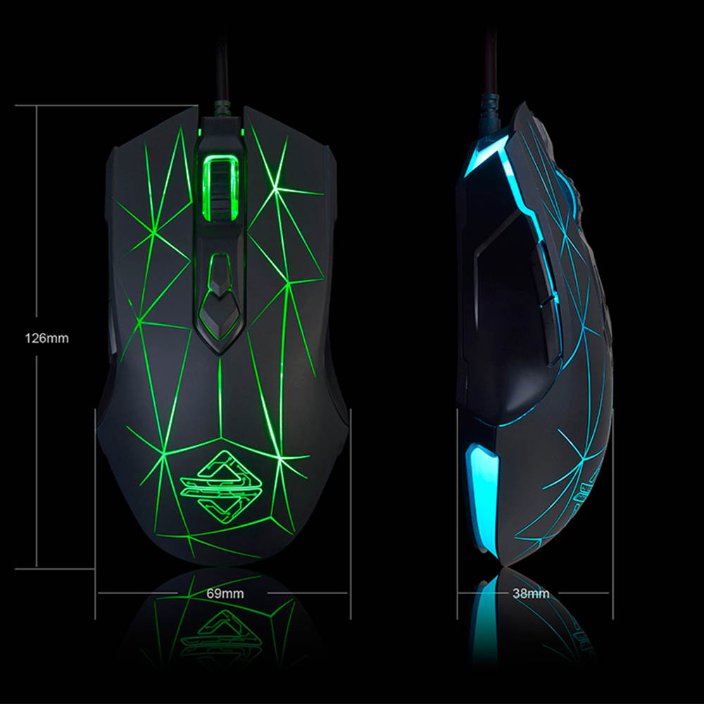 UrChoiceLtd&reg;USB Wired Mouse RGB Optical Ergonomics 7-Key 2400DPI Crack Athletics Gaming Mouse Laptop PC Computer Mouse