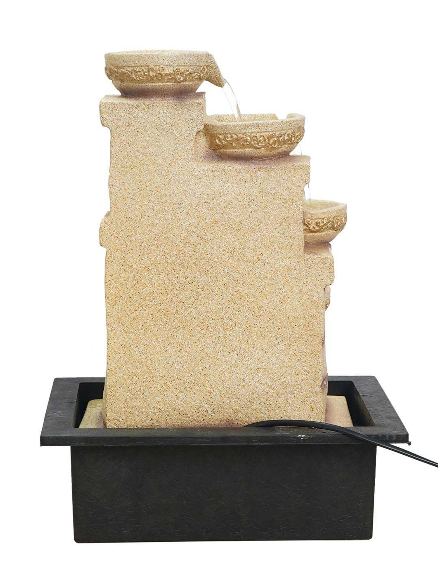 CHRONIKLE Cream Polyresin Table Top 4 Steps Waterfall Fountain