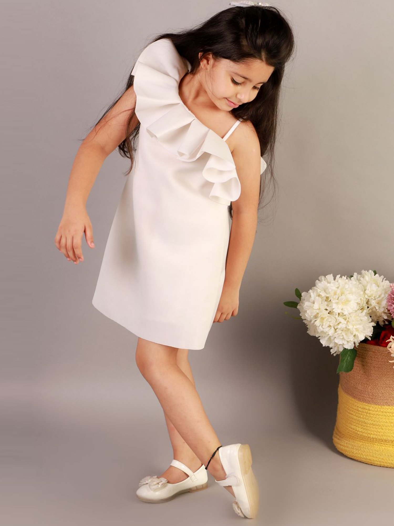 KidsDew White Straight Fit Dress
