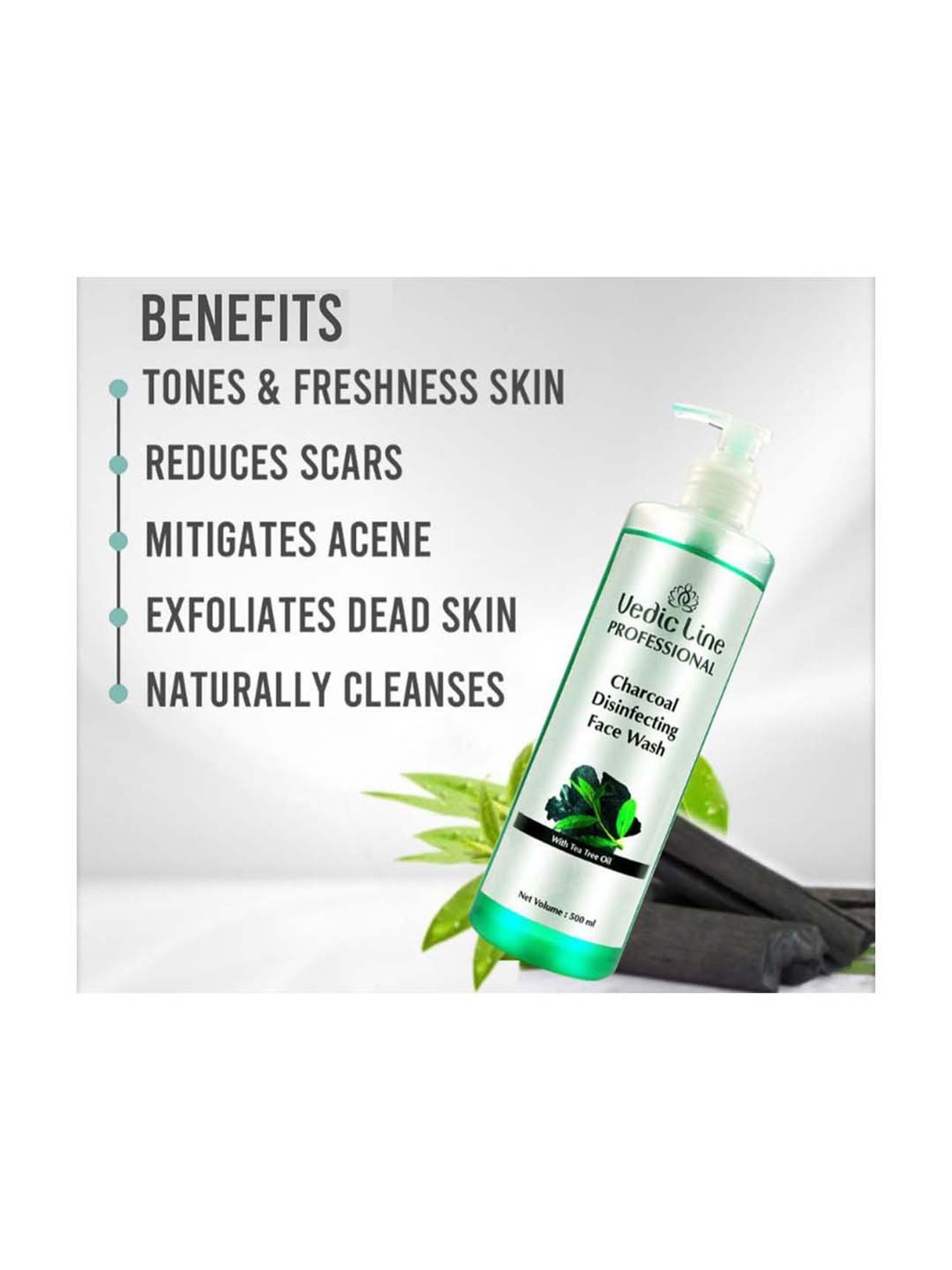 VEDIC LINE Charcoal Disinfecting Face Wash - 500 ml