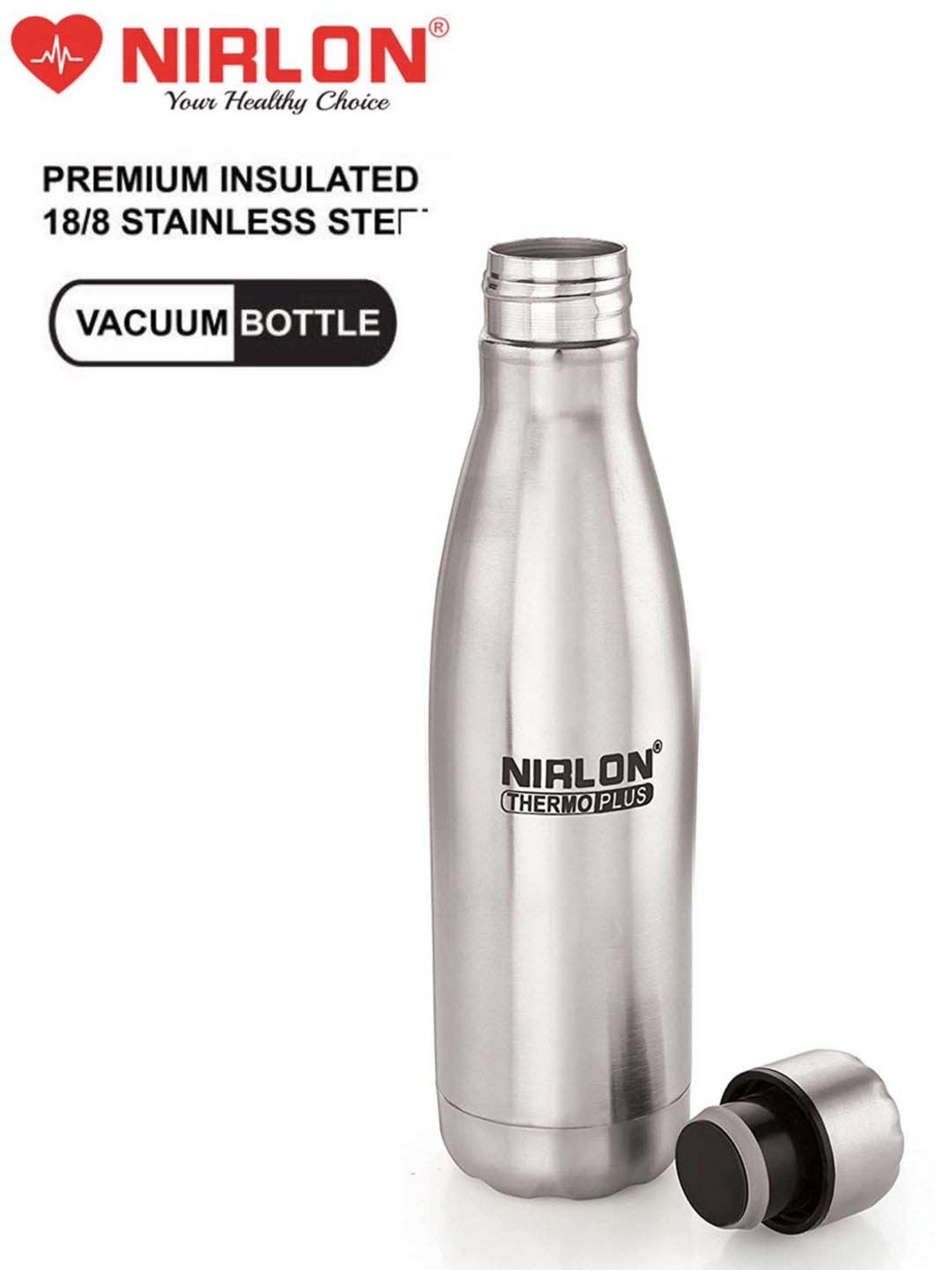 Nirlon Cola Silver Stainless Steel Vaccum Insulated Water Bottle (0.75 L)