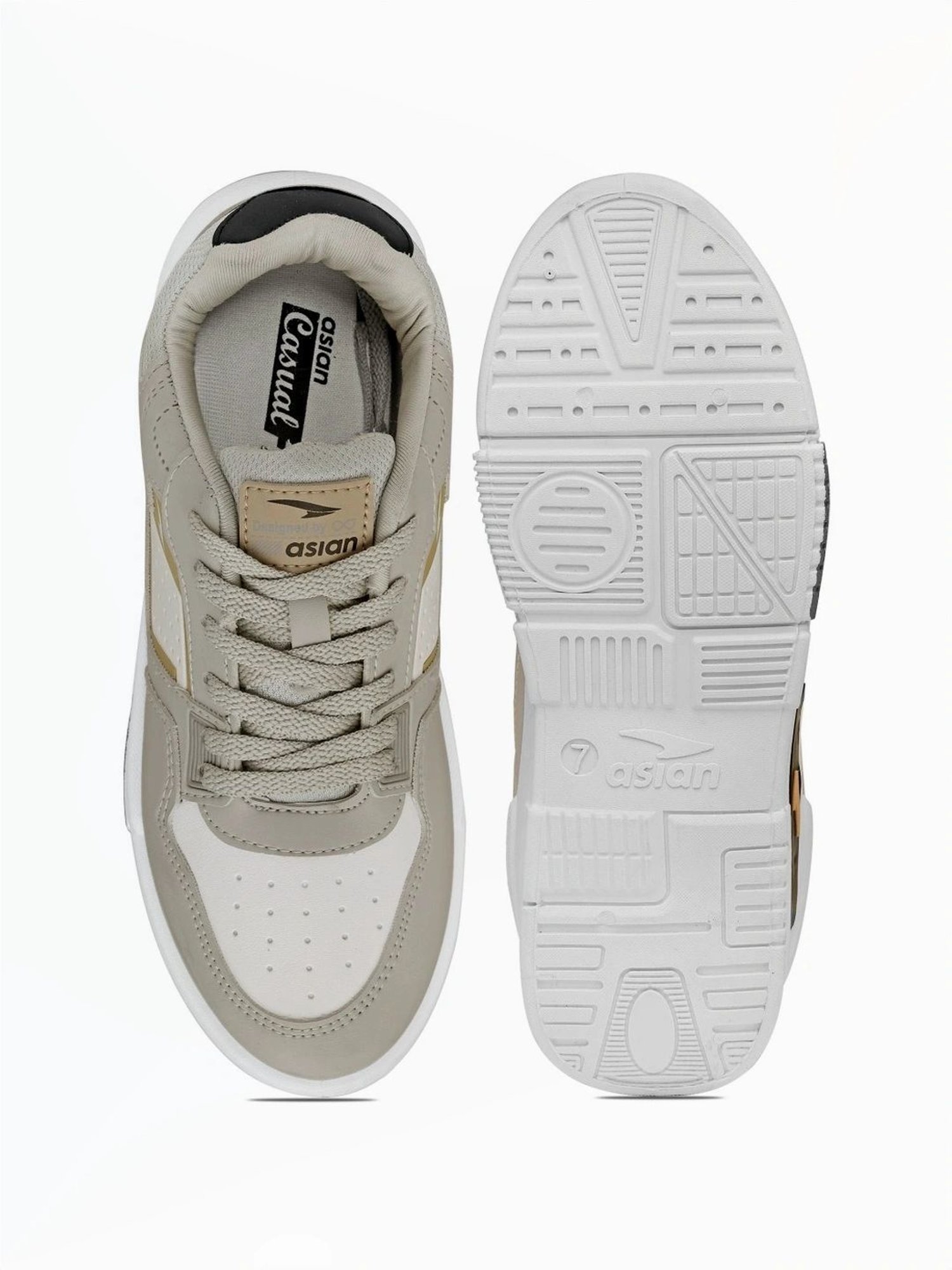 Asian Men's Grey & White Casual Sneakers