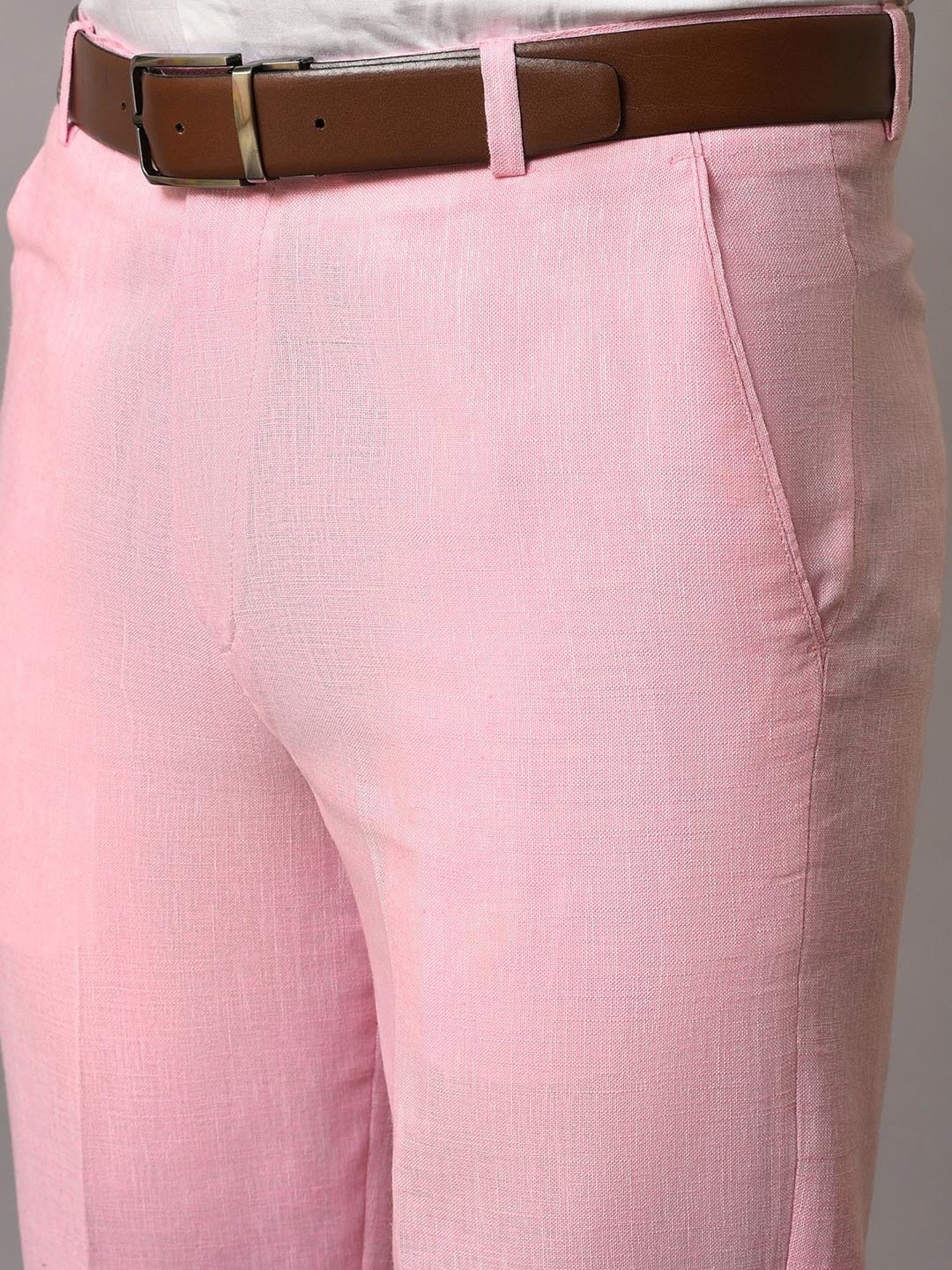 Hangup Pink Regular Fit Flat Front Trousers