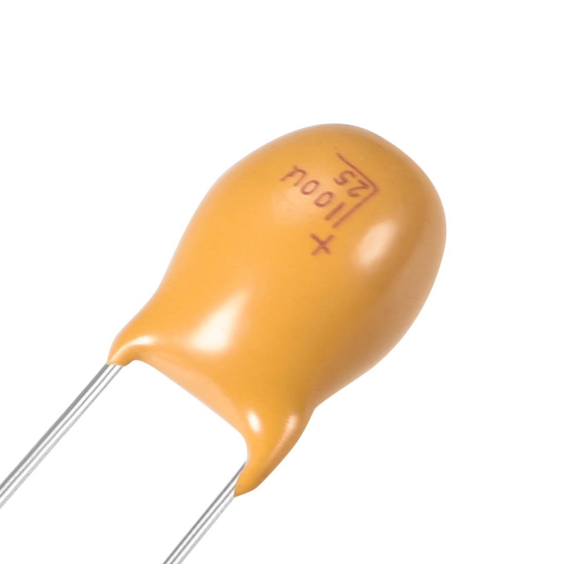100uF Tantalum Capacitor, 25V 2 Pin Yellow Radial Dipped Tantalum Bead Capacitors 5pcs