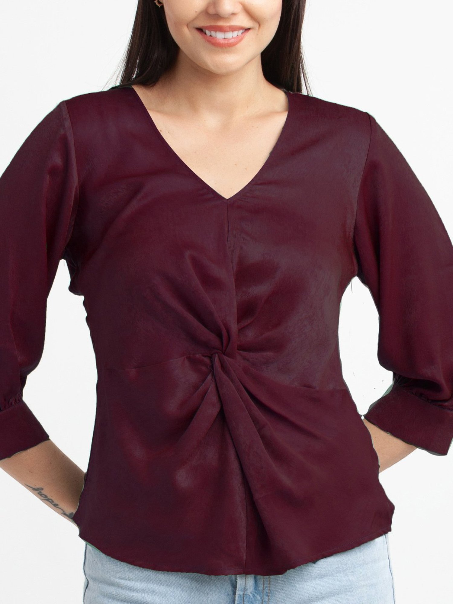 Zink London Burgundy Regular Fit Top