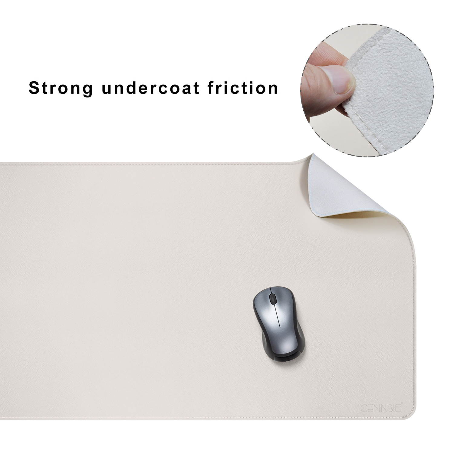 Large PU Leather Desk Pad 130*60cm Keyboard Mat Mousepad Non-slip Gaming Desktop Office Desk Mat for Game Player PC Computer - White